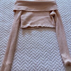 Revolve Elegant Cream Off-Shoulder Sweater